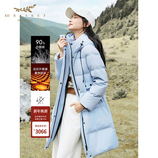 加厚高充绒保暖女 户外白鹅绒羽绒服长款 XII BASKET十二篮25冬新款