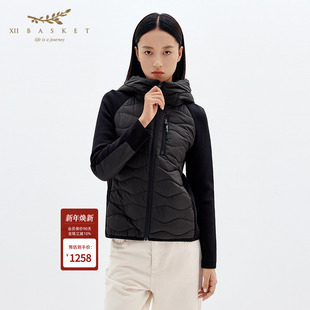 撞料拼接轻薄短款 冬款 休闲连帽羽绒服女 BASKET十二篮商场同款 XII