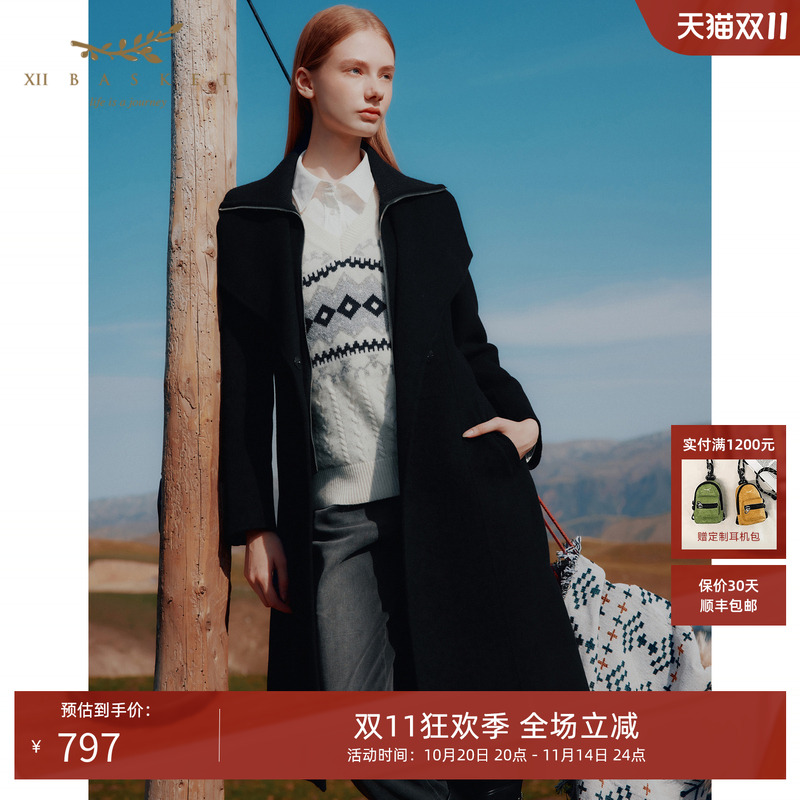XIIBASKET十二篮羊毛中长大衣
