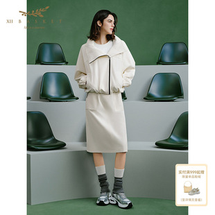XII BASKET十二篮可收纳连帽防泼舒柔特时尚短款外套女春季