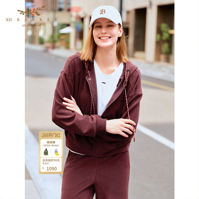 XII BASKET十二篮商场同款25冬新款安可拉红连帽卫衣外套女