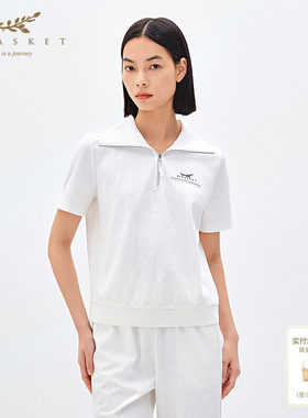 十二篮莫代尔棉肌理感半开襟卫衣