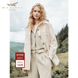 保暖棉服休闲宽松衬衫 25冬新款 领外套女 BASKET十二篮商场同款 XII