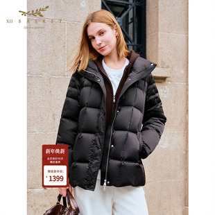 泡芙羽绒服一手长外套女休闲通勤 十二篮25冬新款 云感白鹅绒