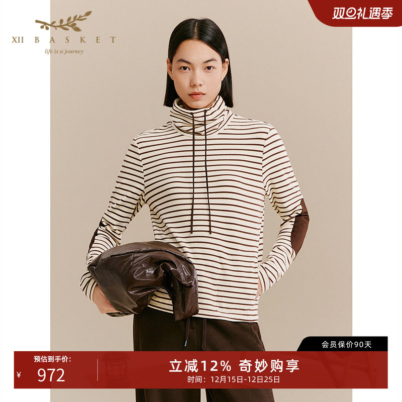 十二篮美式复古磨毛德绒上衣条纹