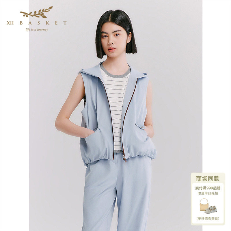 十二篮连帽户外休闲工装马甲