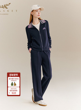 十二篮25冬新款藏蓝色侧条休闲裤宽松显瘦舒适百搭运动风长裤