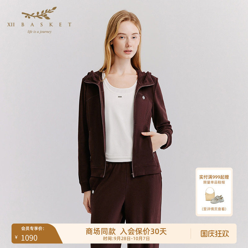 十二篮连帽拉链修身休闲外套