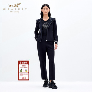 XII BASKET十二篮商场同款春季空气层利落舒适锥形休闲裤子女