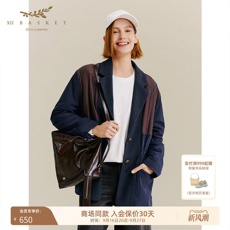 十二篮藏蓝休闲西装棉服外套