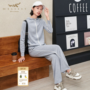 十二篮专选冬款 女 格雷系垂感宽松针织阔腿长裤