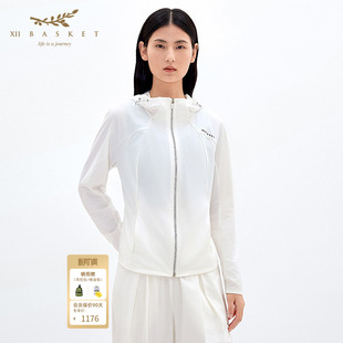 轻量感修身 UPF50 白色原纱防晒衣女 BASKET十二篮夏季 XII