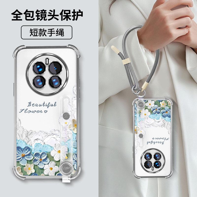 适用华为mate50手机壳mate50pro新款保护硅胶套Mate50E镜头全包防摔透明50pro少女款高级感时尚por带支架挂绳