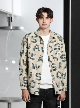 【专柜同款】FN秋冬厚款青少年男衬衫外套字母印花潮流外衣23593