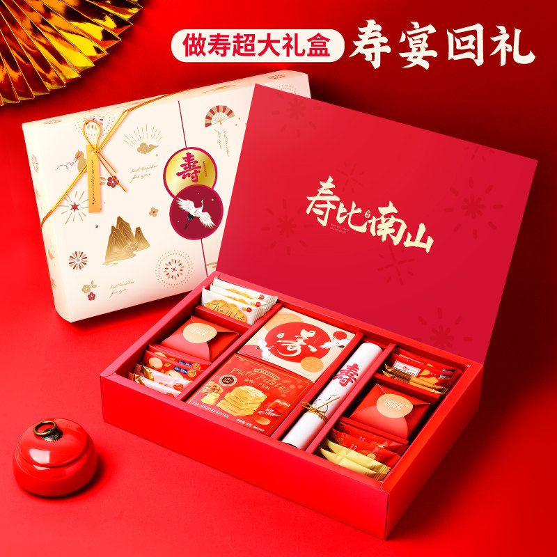 老年人过寿生日长寿面寿桃60708090岁大寿宴祝寿伴手礼回礼盒