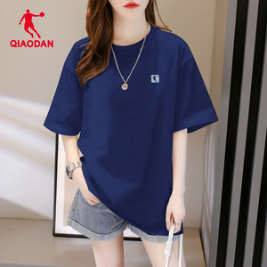 乔丹短袖T恤女2023夏季新款宽松透气上衣棉t潮流休闲半袖运动服女