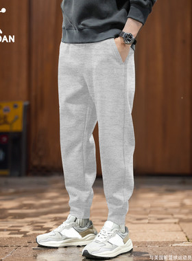 乔丹男裤运动束脚卫裤2026春季新款灰色针织休闲长裤宽松跑步裤子
