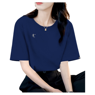 乔丹短袖t恤女2026夏季新款蓝色t恤宽松时尚女装透气跑步运动服女