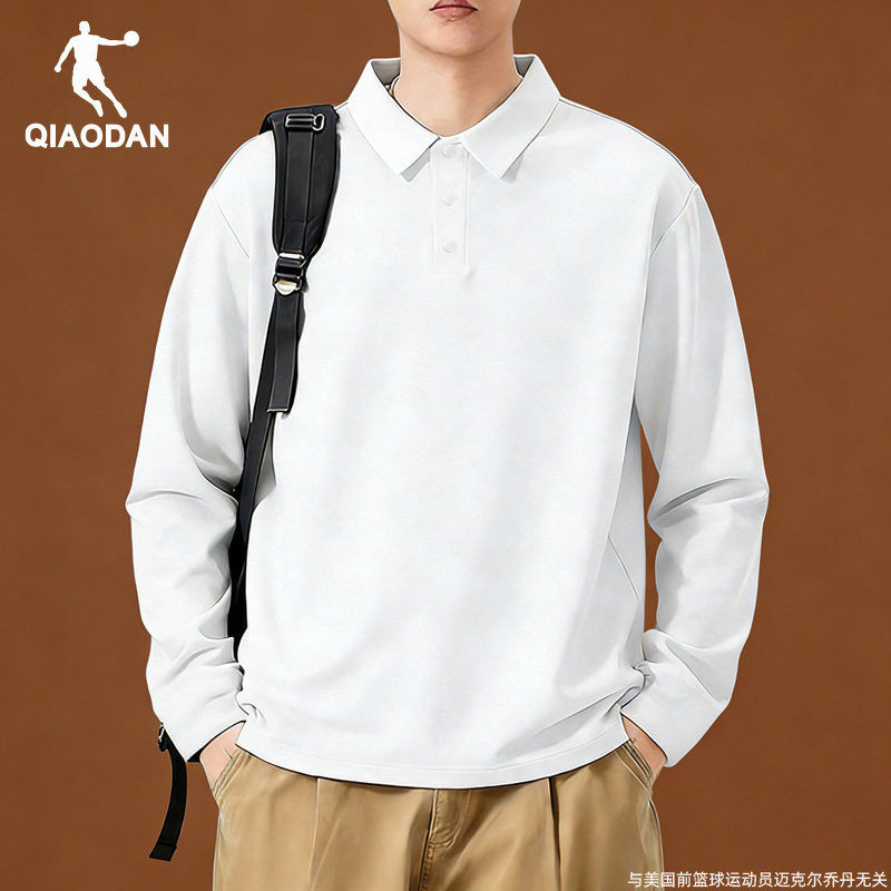 乔丹长袖T恤青少年纯色polo衫2025秋冬季内搭休闲运动翻领打底衫