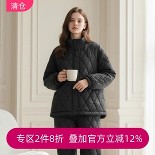 芬腾专柜女冬季三层加绒加厚夹棉加厚保暖显瘦拉链可外穿家居服套