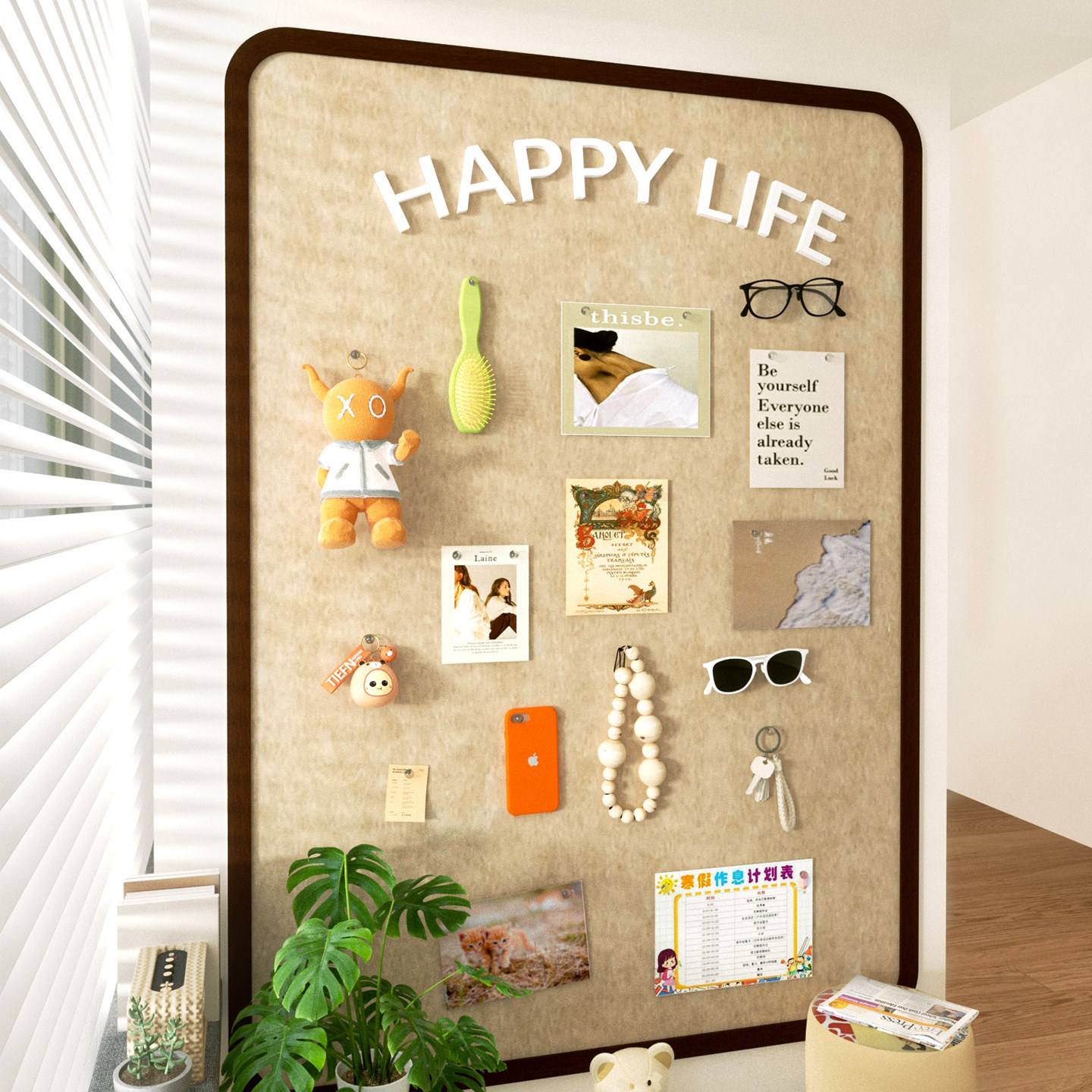 家庭收纳毛毡板创意照片墙毛毡墙贴展示墙软木板背景板墙面免打孔旅行