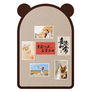 拍立得毛毡照片墙背景板免打孔护墙相片展示板相框组合留言板创意家庭相册软木板玄关客厅高级感墙面装饰粘板