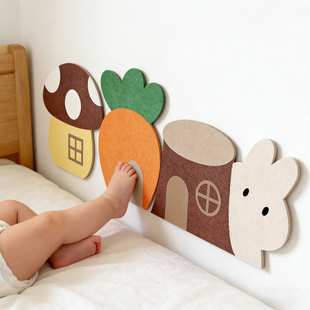 兔子床围毛毡板照片墙毛毡墙贴展示墙软木板背景墙软木墙板免打孔墙面防撞客厅相片相框文化墙环创墙布置装饰