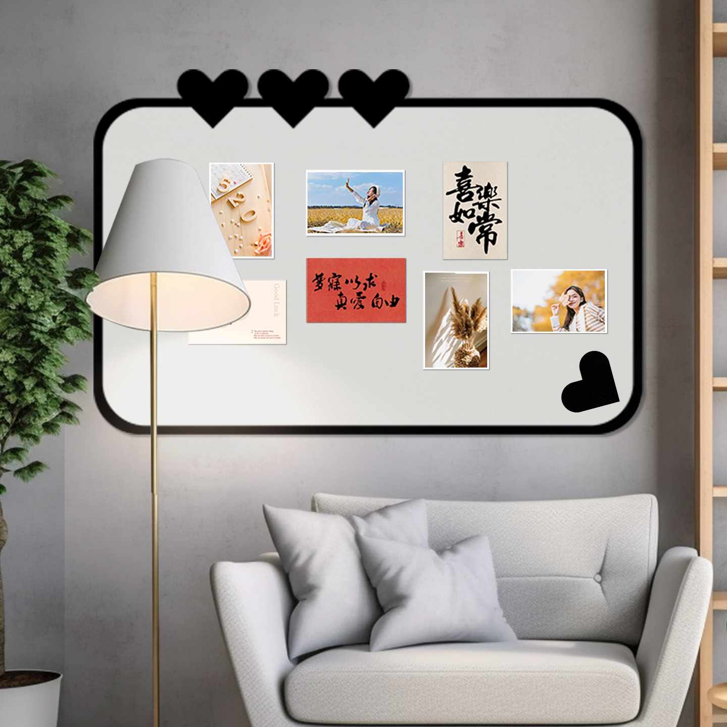 桃花运毛毡板墙贴相框挂画桌面玄关客厅海报墙面装饰沙发背景墙上