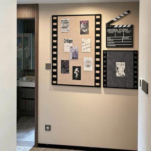 电影胶片复古风毛毡板照片墙毛毡墙贴展示墙软木板墙挂画软木墙板免打孔墙面高级感客厅相片相框相册布置装饰