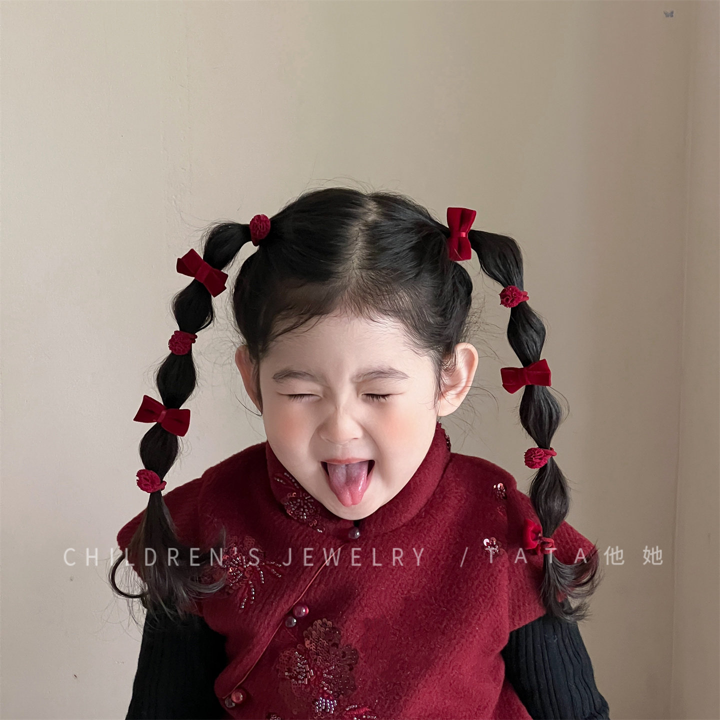 秋冬新年酒红毛绒拇指发圈女童卡通扎头发橡皮筋红不伤发头绳发绳,童装/婴儿装/亲子装,发饰,淘宝优惠券,粉丝福利购,淘宝优惠卷