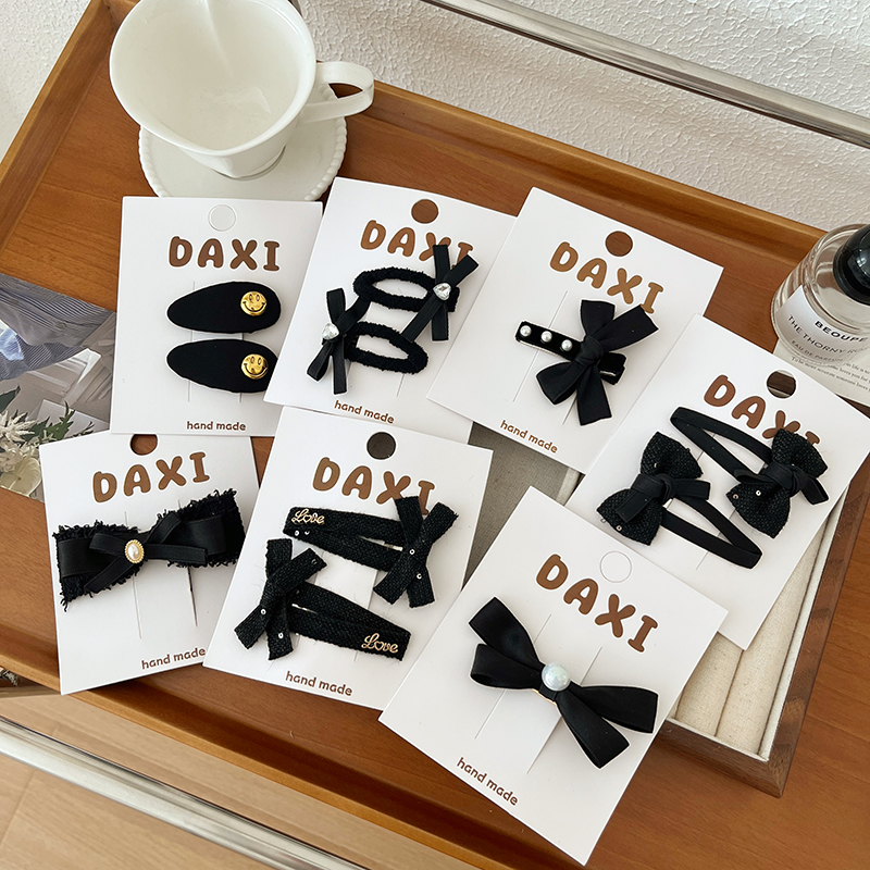 儿童黑色复古蝴蝶结发夹