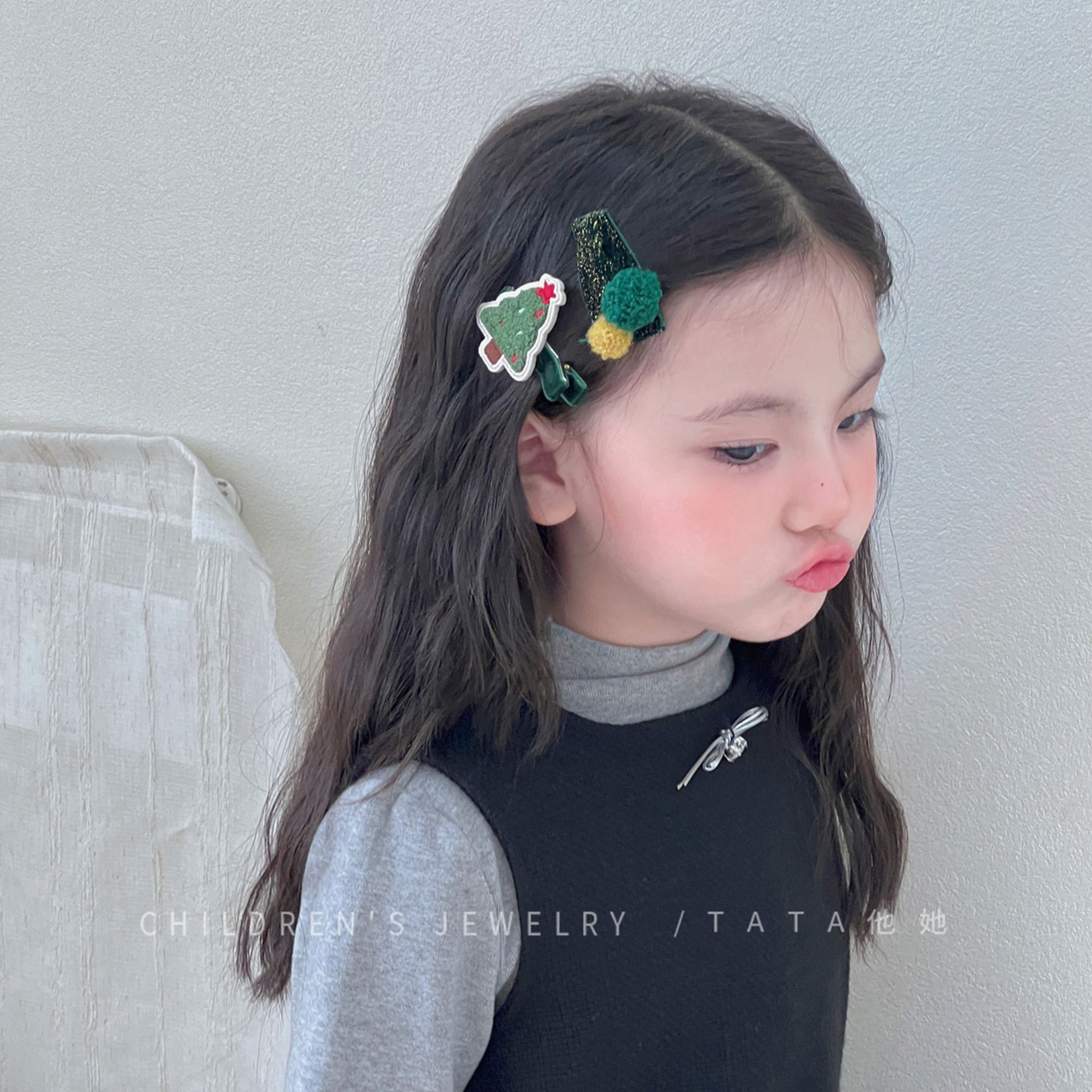 圣诞节雪人圣诞树撞色发夹