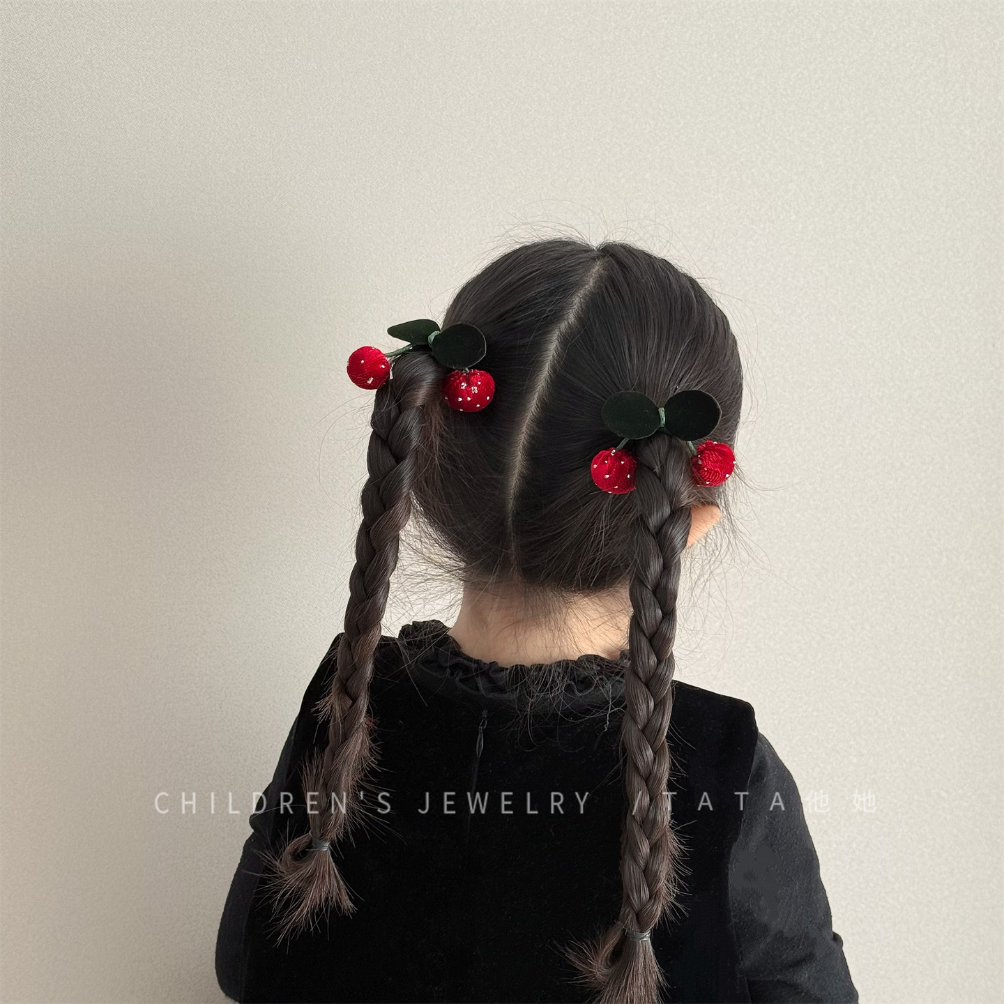 公主酒红丝绒樱桃头绳发圈发饰