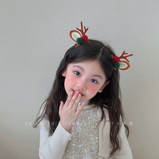 鹿角头饰儿童圣诞节发饰女童小女孩节日超萌可爱小鹿耳朵立体发夹