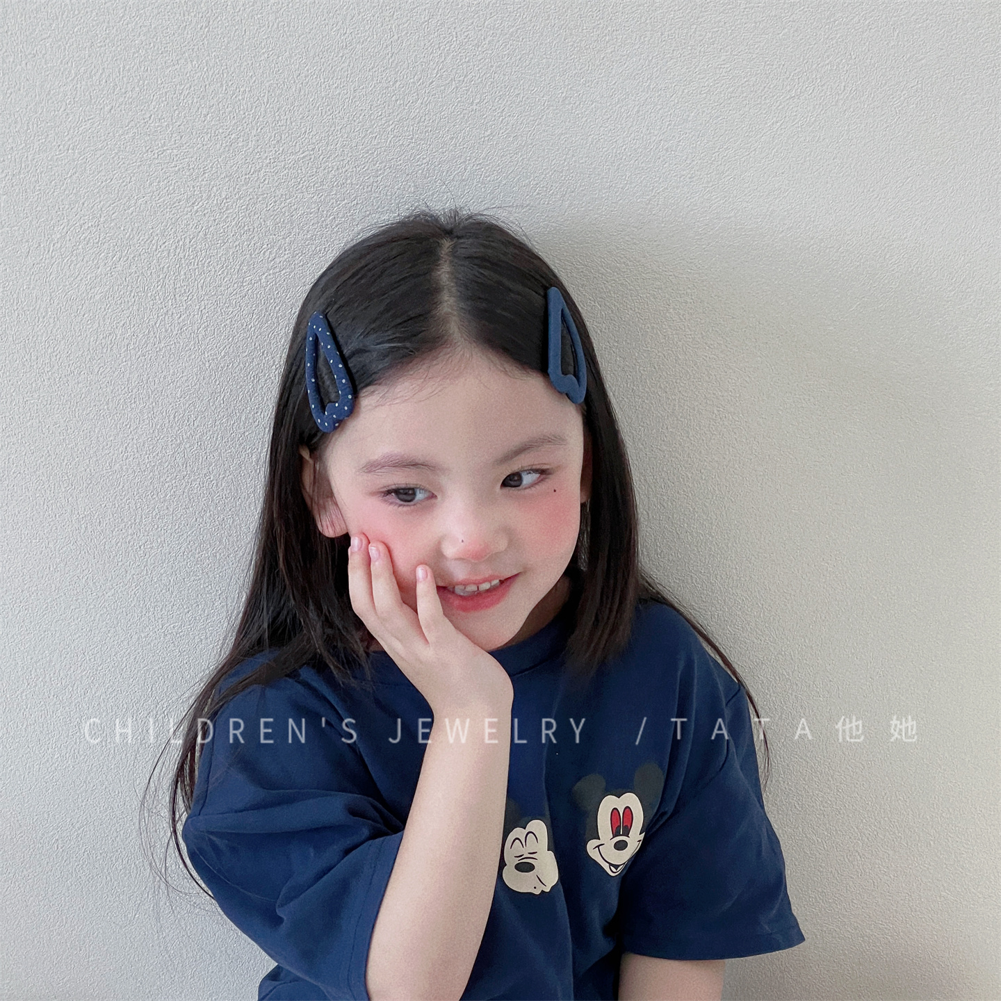 韩国蓝色波点三角发夹