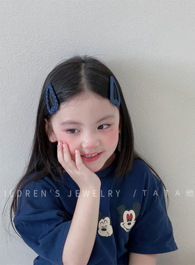 韩国蓝色波点三角发夹掰掰夹bb夹刘海碎发夹儿童复古高级感发卡