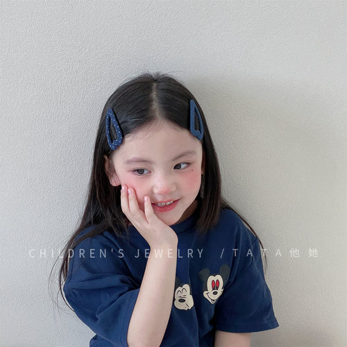 韩国蓝色波点三角发夹