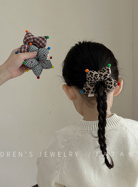 豹纹小肠发圈儿童红色高弹力扎发皮筋发绳宝宝百搭马尾头绳发饰品