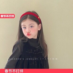 韩系女童洋气金标kt儿童发箍不勒头新年红色头饰女孩发卡头箍发饰