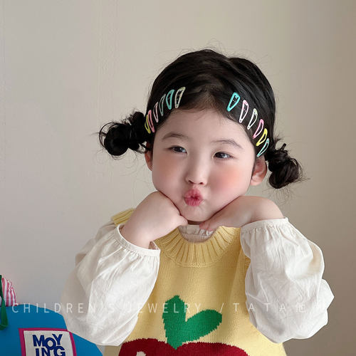 韩系女童彩色波点格纹不伤发BB夹