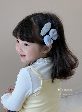 小香风粉色蓝色可爱女童刘海夹碎发bb夹甜美刺绣发夹宝宝侧边夹子