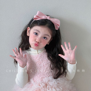韩国粉色双层蝴蝶结带齿防滑发箍白雪公主头饰学生碎发发头箍发卡