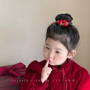 喜庆红色福袋糖葫芦发夹发圈高颜值新年发饰女宝宝喜庆拜年服头饰
