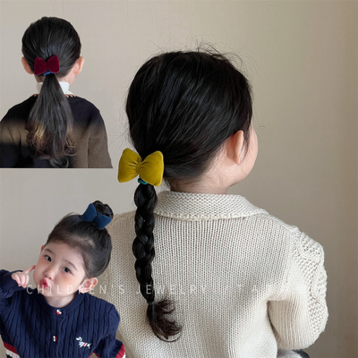 小女孩高级感丝绒蝴蝶结发圈