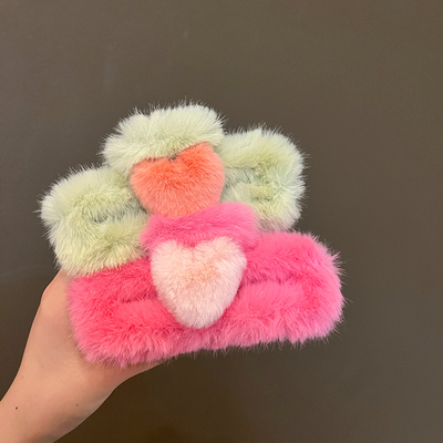 儿童毛绒爱心大号抓夹
