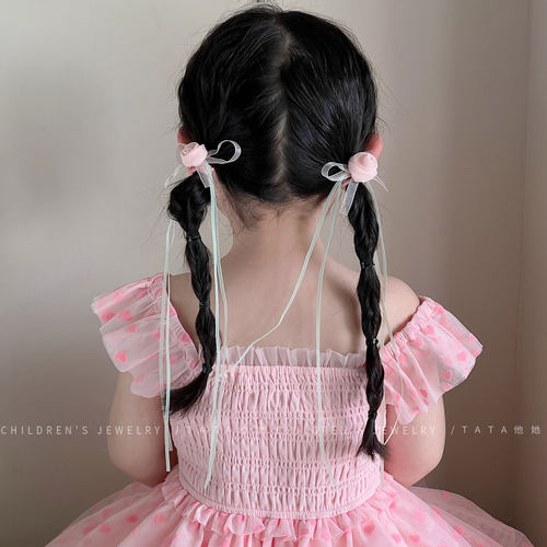 他她甜美粉网纱蝴蝶结发圈头绳
