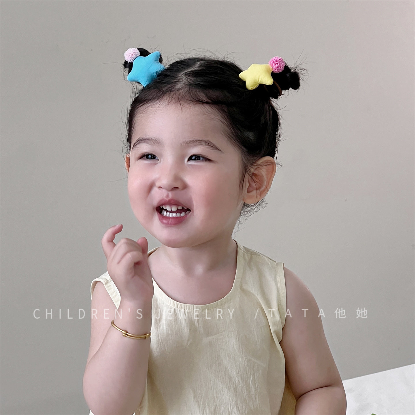 儿童扎双马尾发饰撞色夏日星星发圈女孩发绳ins风宝宝头绳皮筋