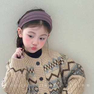 儿童韩系简约宽边发箍女新款高颅顶头箍发卡纯色日常外戴时尚头饰