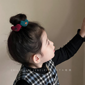 秋冬复古刺绣爱心儿童发圈可爱小女孩发饰高级感对扎头绳皮筋发绳