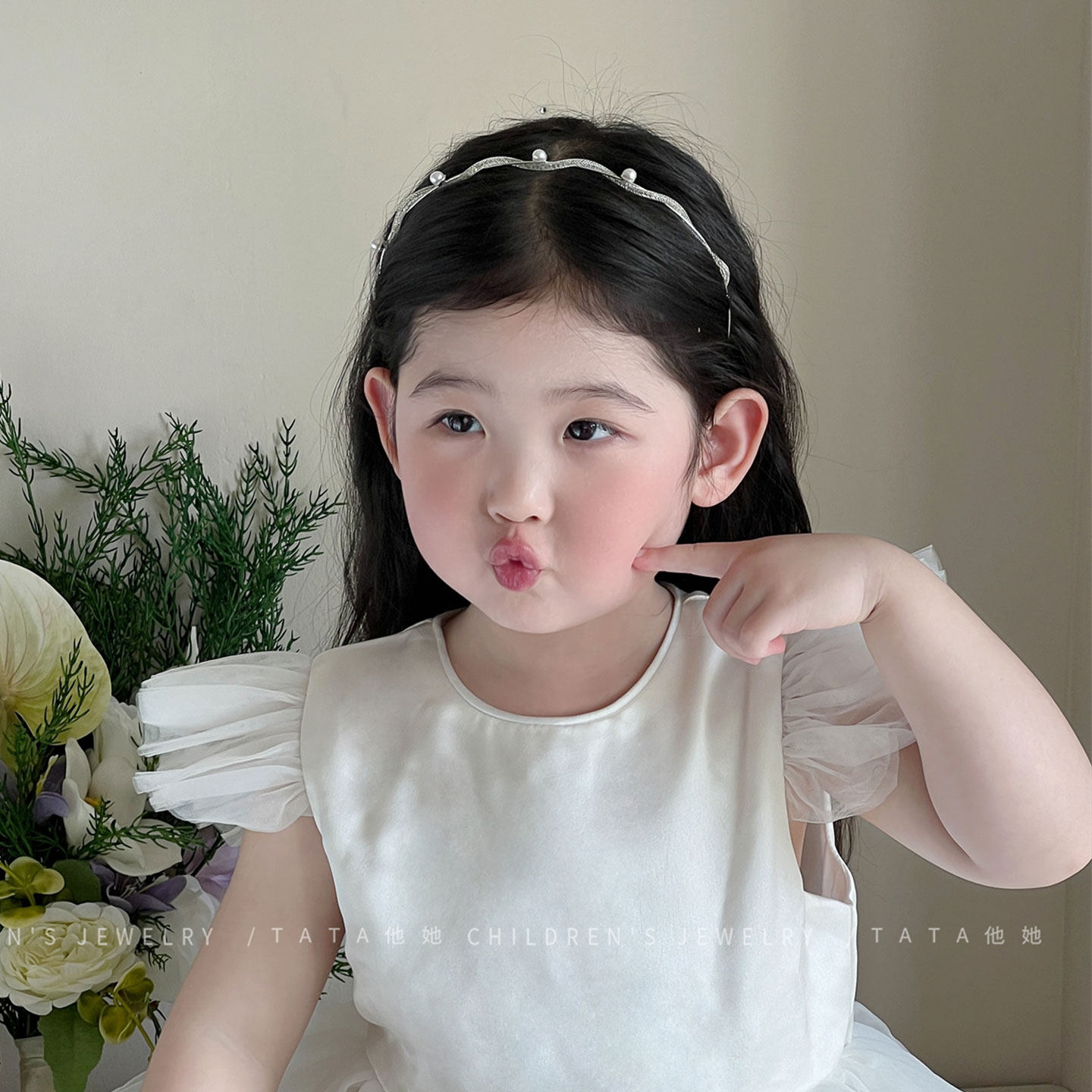 儿童波浪珍珠发箍女童韩系高级感头箍小女孩公主防滑压发发卡发饰